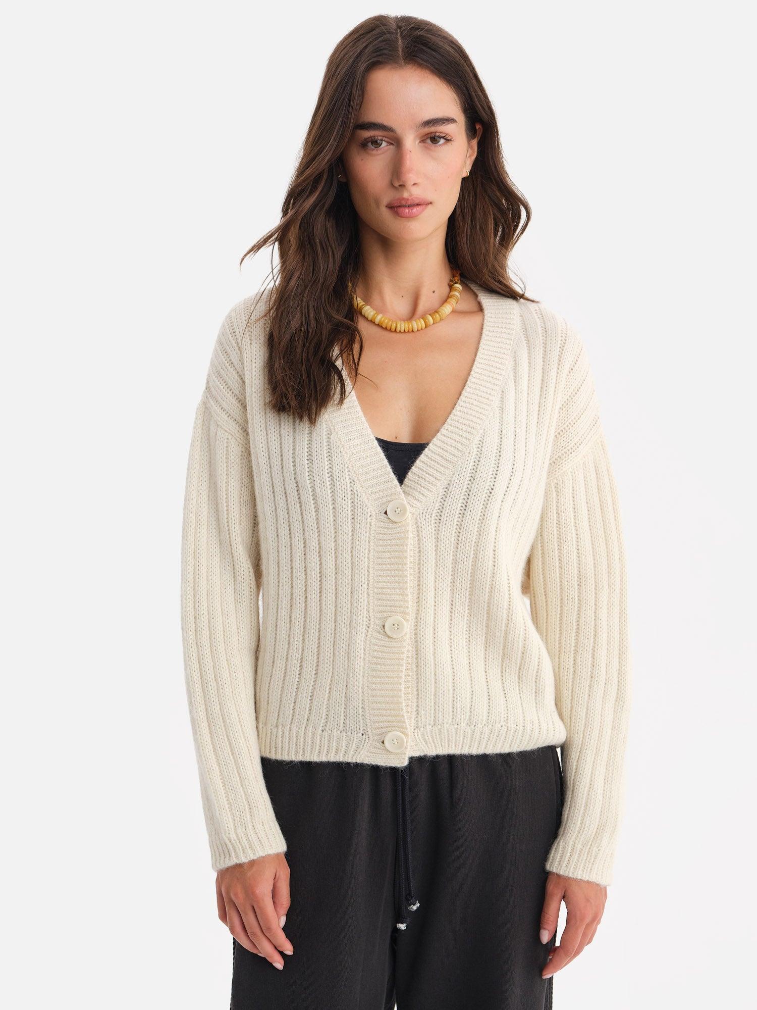 Luxe Alpaca Ribbed Cardigan Female Product Image