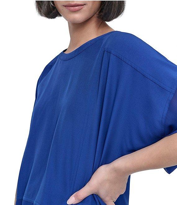 DKNY by Donna Karan Mixed Media Crew Neck Dolman Short Sleeve Top Product Image