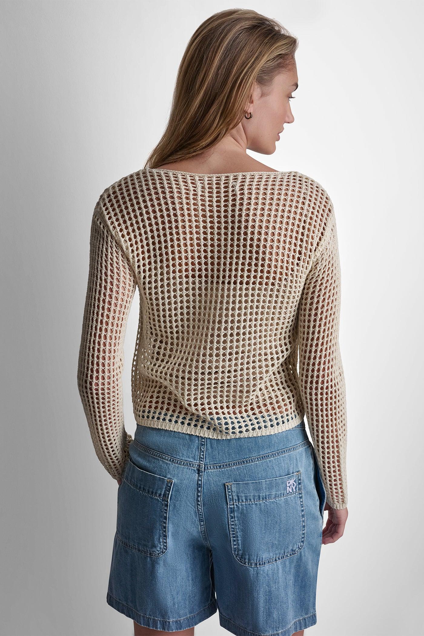 CROCHET OPEN-STITCH LOGO SWEATER Product Image
