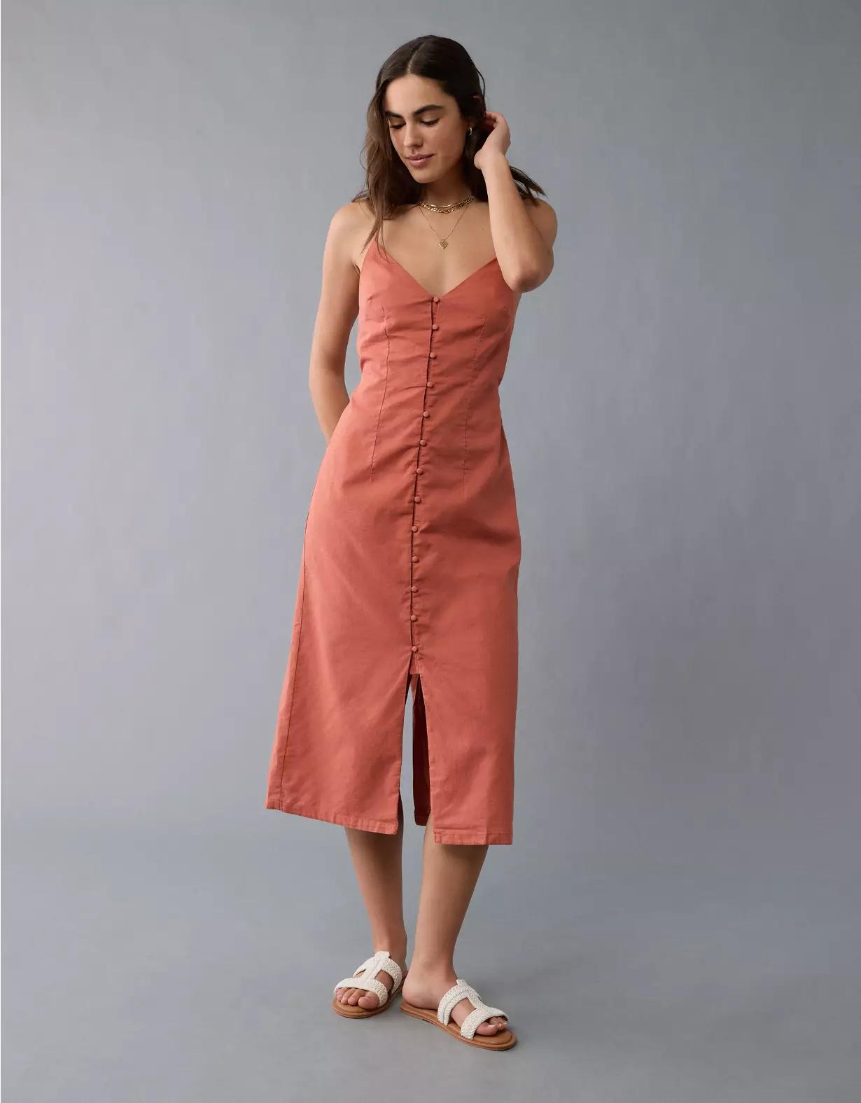 AE Button-Up Midi Dress Product Image