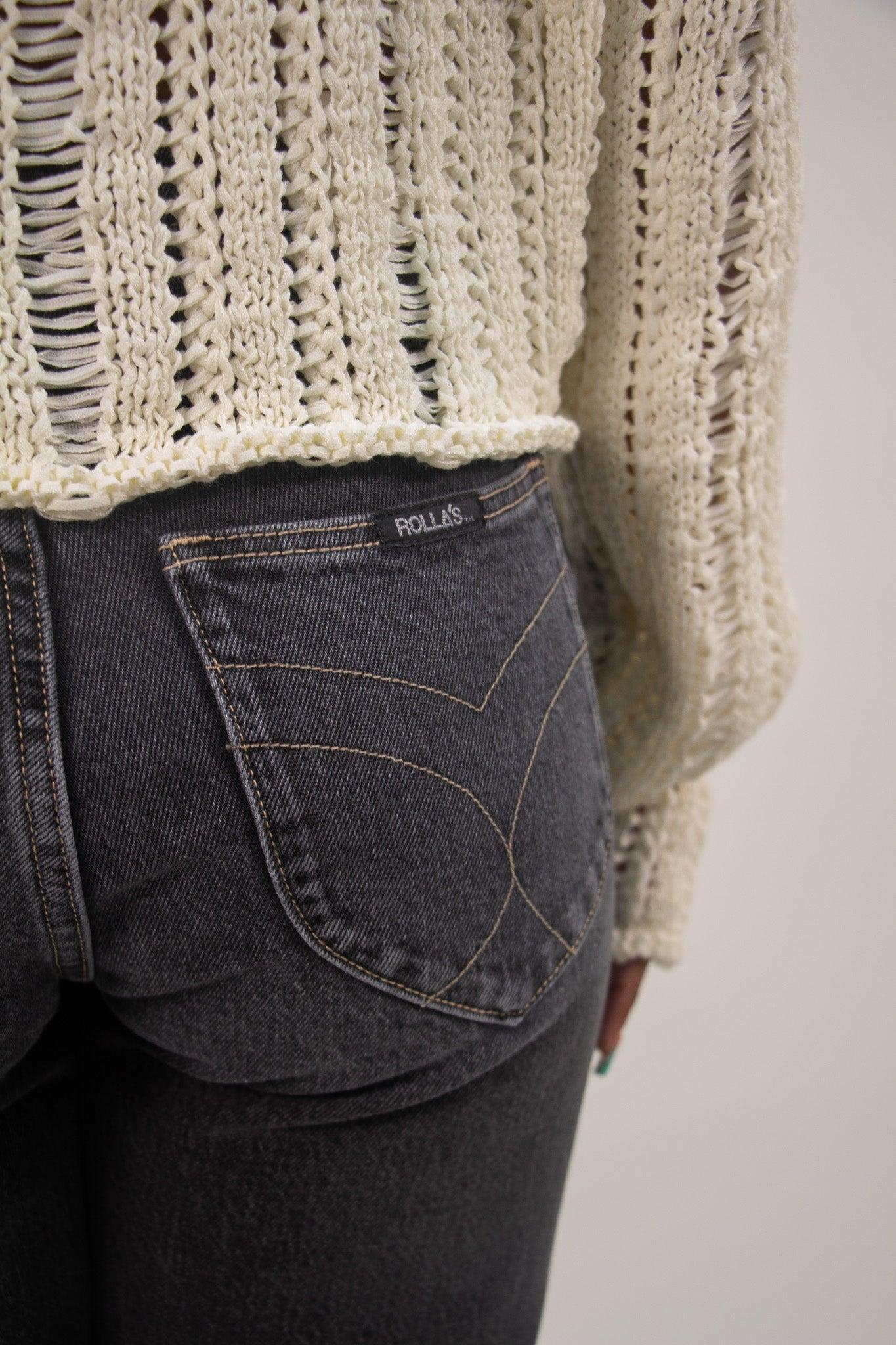 Rollas Classic Flare Crop Shadow Jeans - Vintage Black Product Image