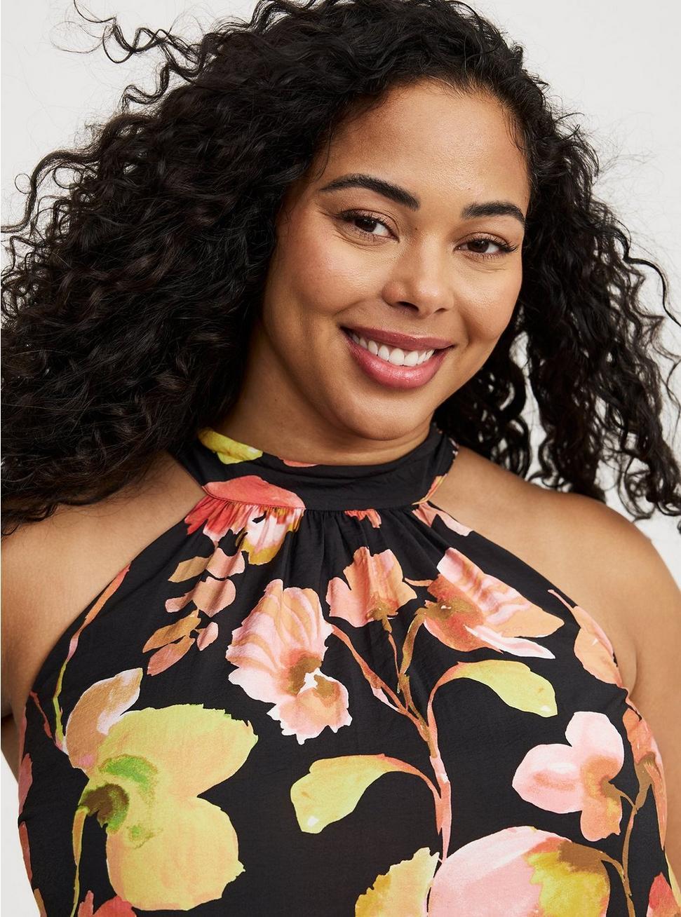 Midi High-Neck Tie-Back Dress Product Image