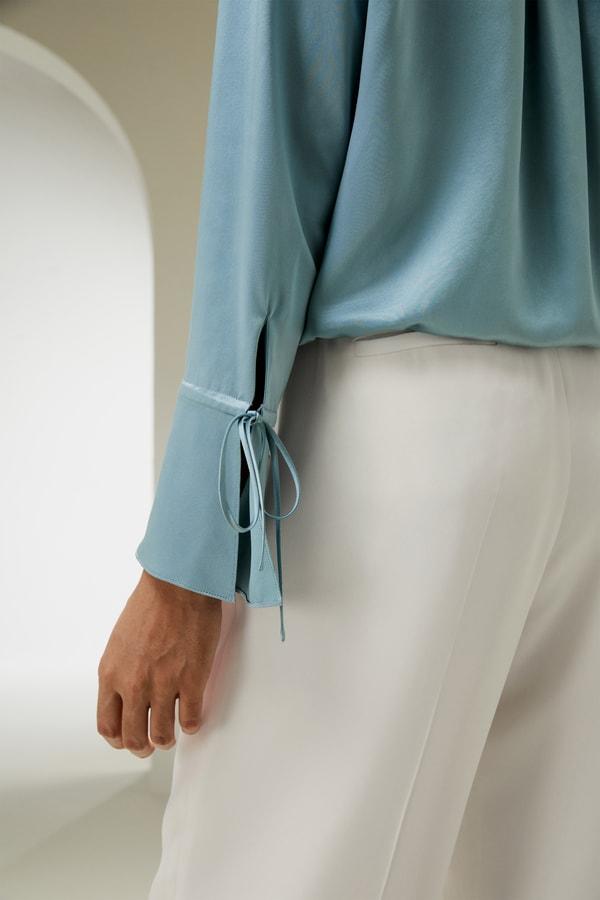 LILYSILK Womens Button Up Shirt Silk - Taupe Natural Silk - Fashionable Drawstring Shirt XL Product Image