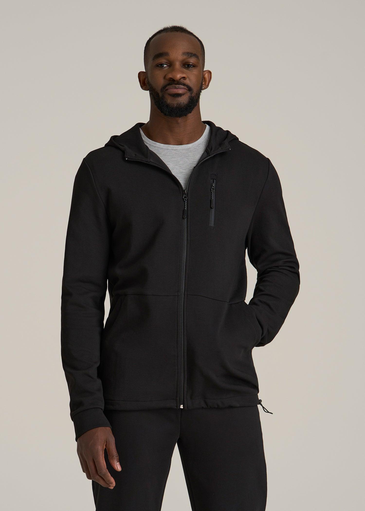 Tech-Knit Long Track Jacket for Tall Men in Black Male Product Image
