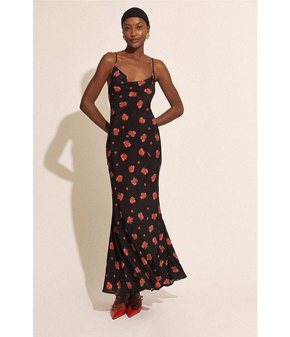 Bardot Monroe Floral Print Cowl Neck Sleeveless Slip Maxi Dress Product Image