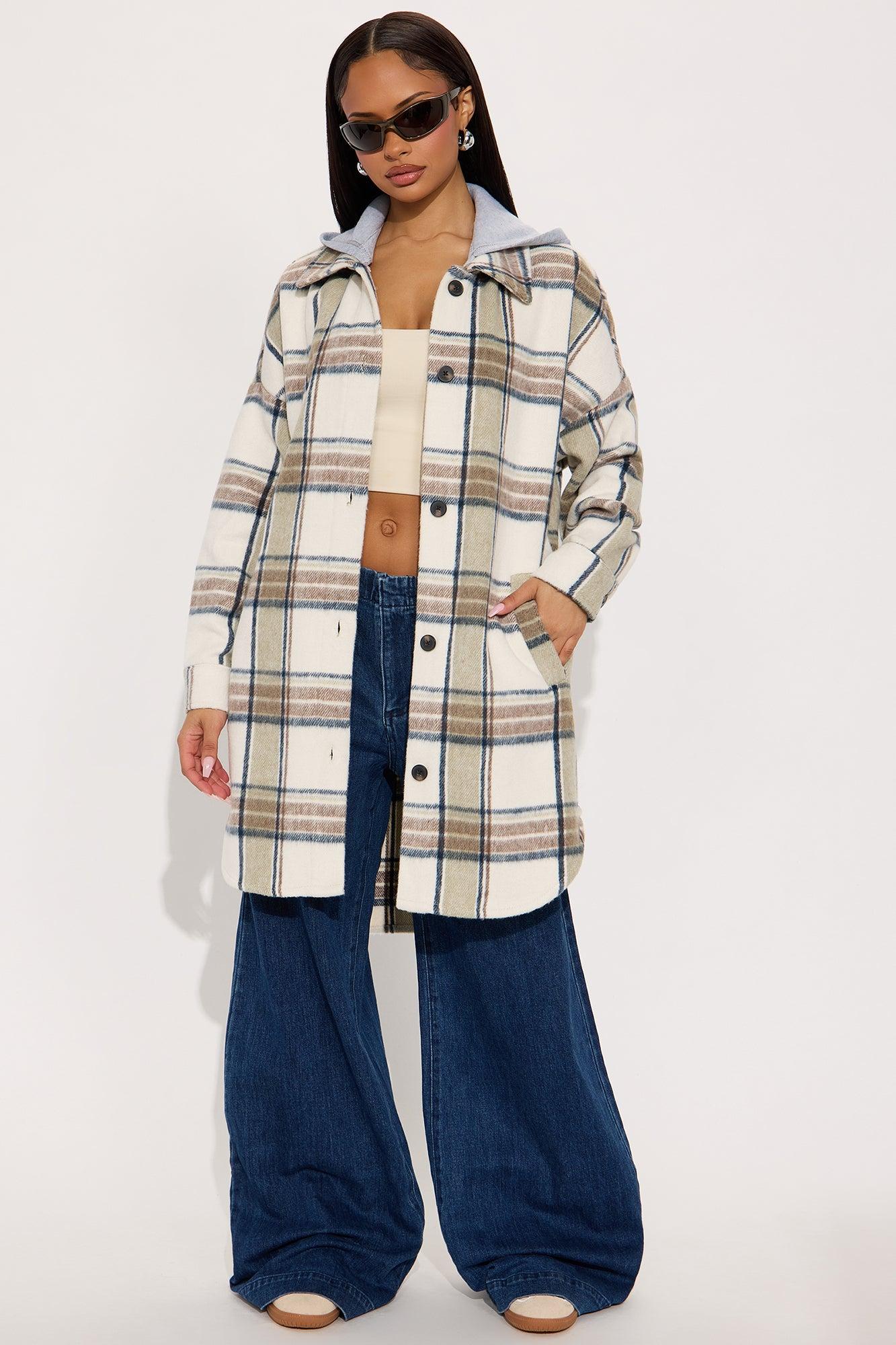 Cabin Trip Plaid Shacket - Taupe/combo Female Product Image