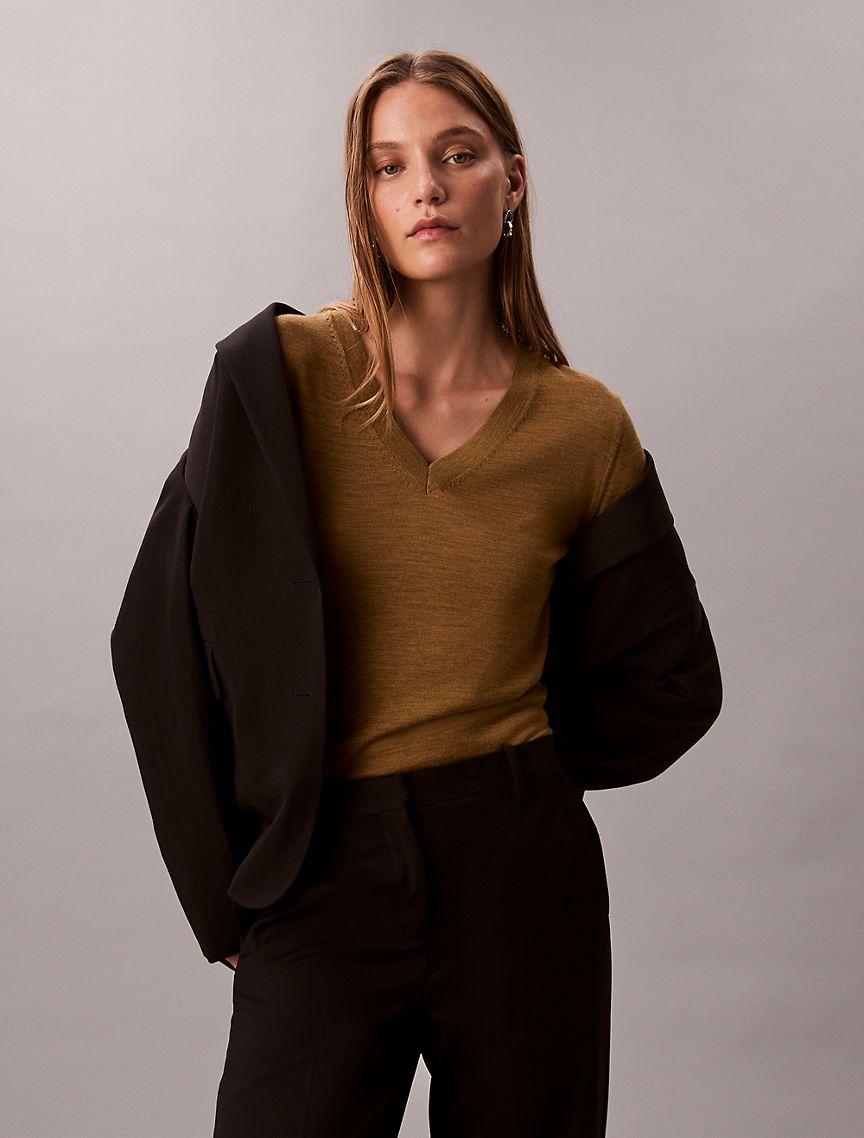 Merino Wool V-Neck Sweater Product Image