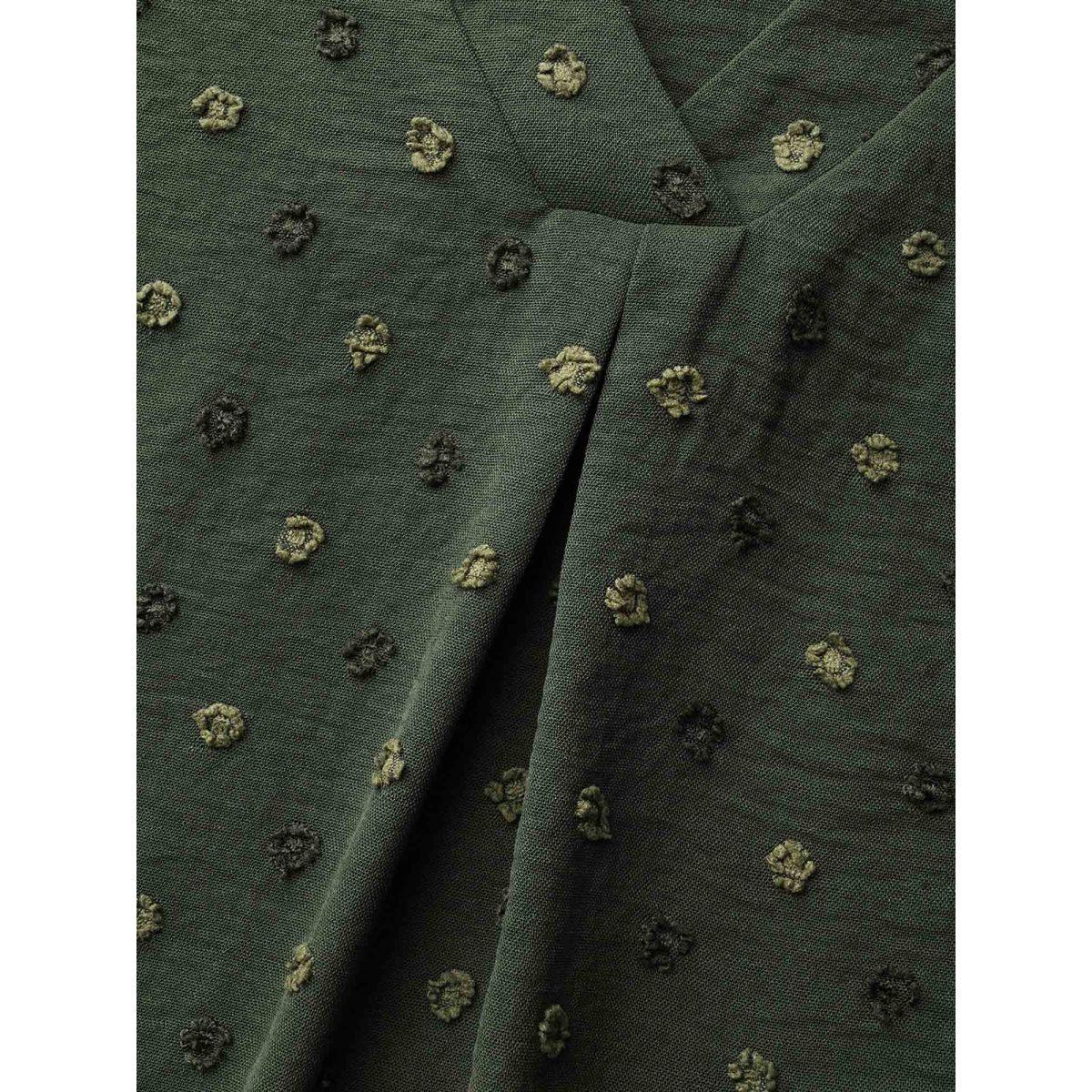 Plus Size ArmyGreen Textured Pleated Tiered Ruffle Sleeve Blouse Women Elegant Elbow-length sleeve V-neck Everyday Blouses BloomChic 18-20/2X Product Image