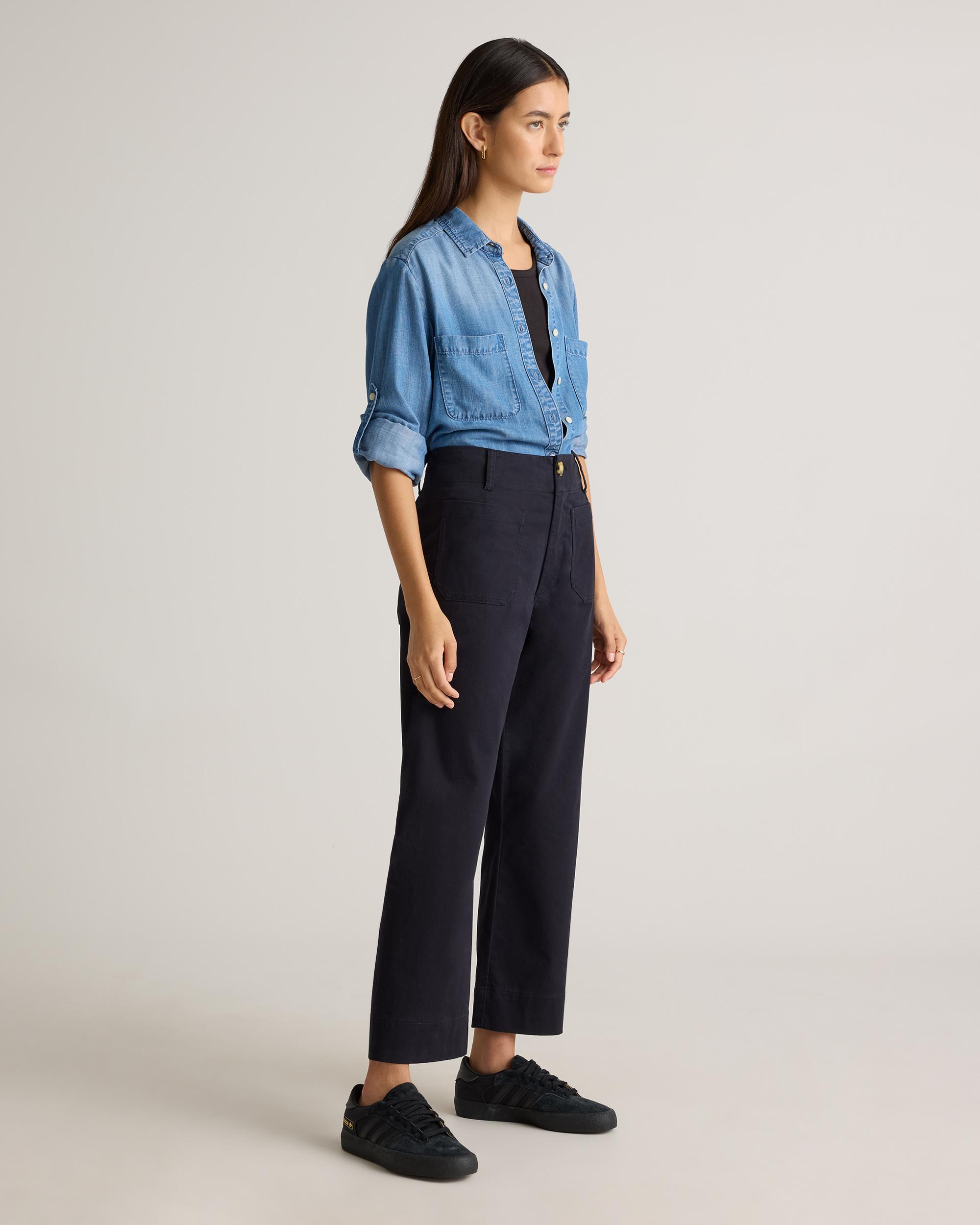 Quince | Women's Organic Stretch Cotton Chino Cropped Wide Leg Pants Organic Cotton Product Image