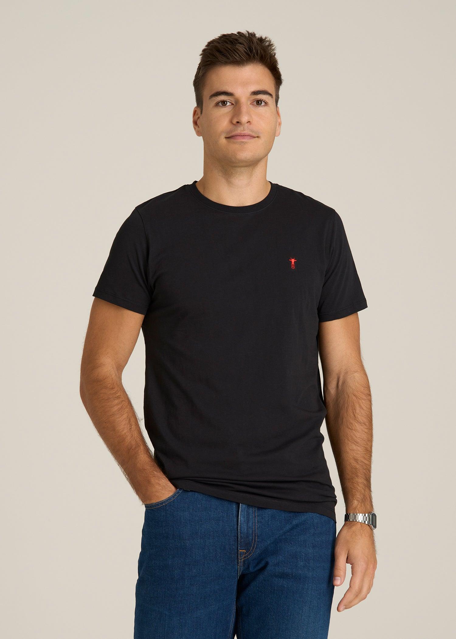 MODERN-FIT Embroidered Logo Crewneck T-Shirt for Tall Men in White Male Product Image