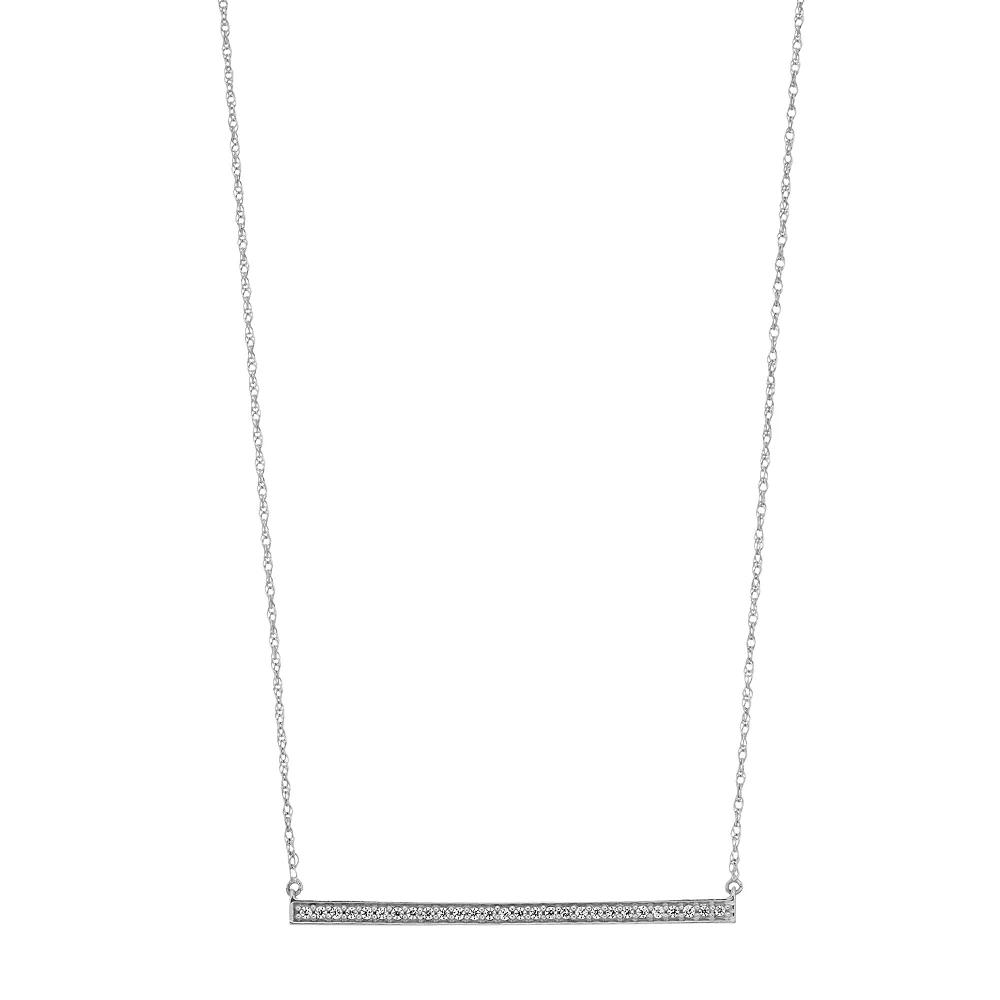 Sterling Silver 1/4 Carat T.W. Diamond Bar Necklace, Women's Product Image
