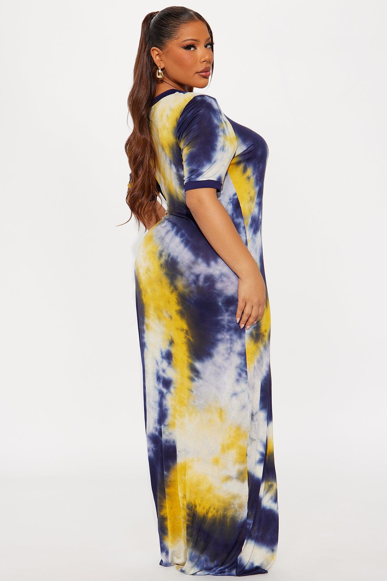 Breezy Tie Dye Maxi Dress - Navy/combo Female Product Image