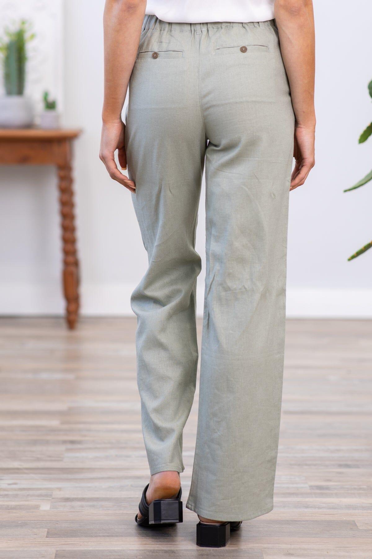 Dark Sage Wide Leg Trouser Pants Product Image