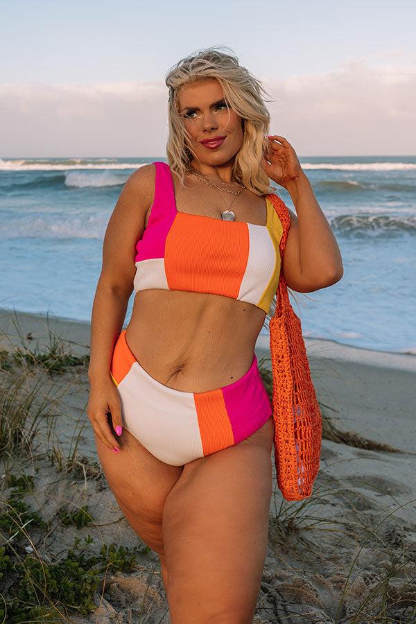 Coastal Cruise High Waist Color Block Bikini Bottom Curves Product Image