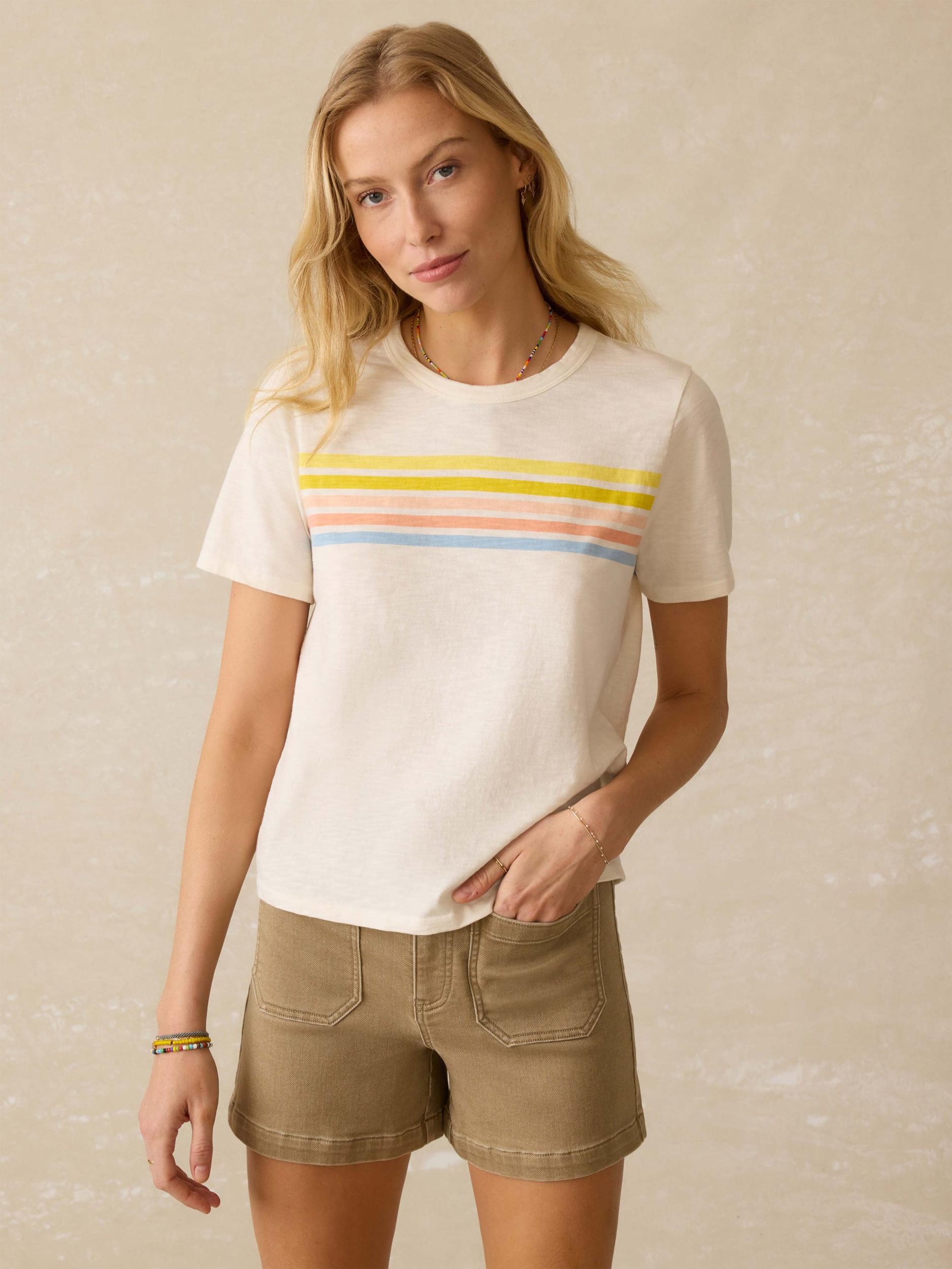 Sunwashed Regenerative Cotton Essential Tee - Summer Sunrise Stripe Product Image