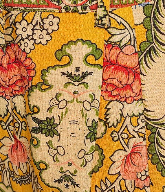 A Loves A Woven Floral Print Linen Blend High Rise Pleated Front Trouser Coordinating Shorts Product Image