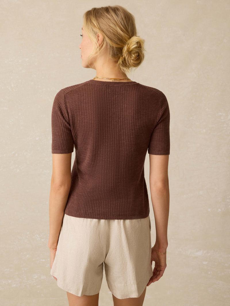 Miramar Linen Mini Rib Tee - Cocoa Female Product Image