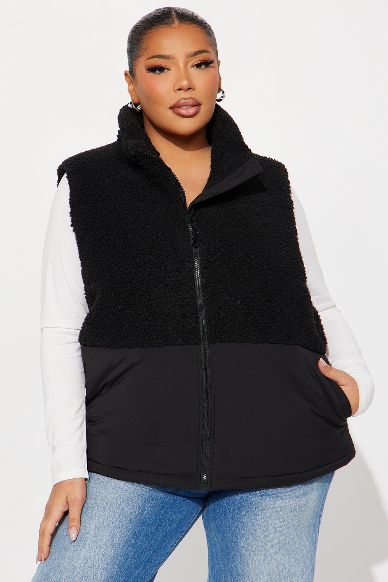 Find Me In The Clouds Sherpa Vest - Black Female Product Image