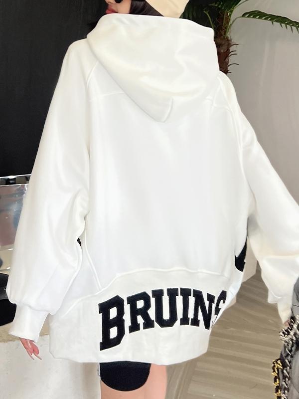 Letter Print Kangaroo Pocket Oversized Hoodie Product Image