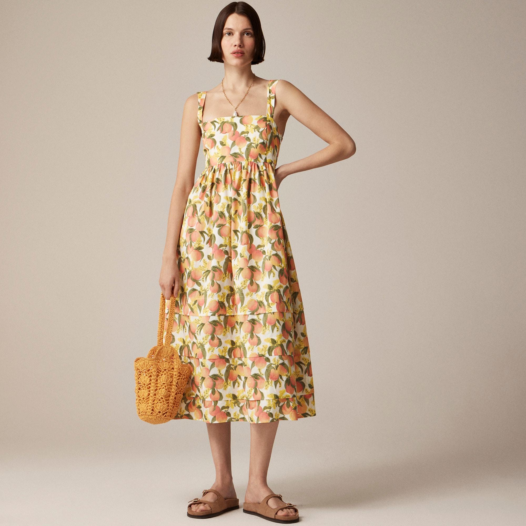 Squareneck midi dress in cotton poplin Product Image