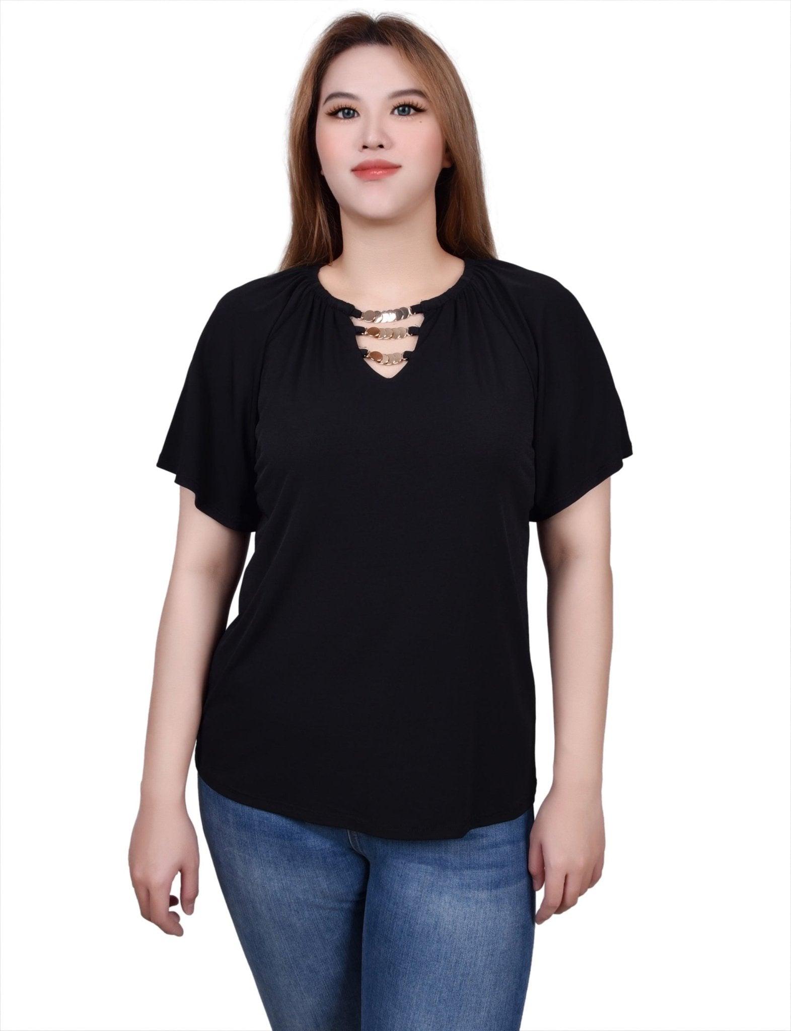 Raglan Sleeve Top With Chain Details Product Image