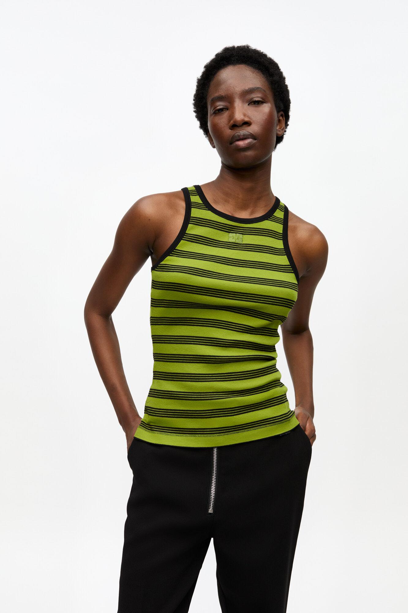 Striped Soft Cotton Rib Tank Top Product Image