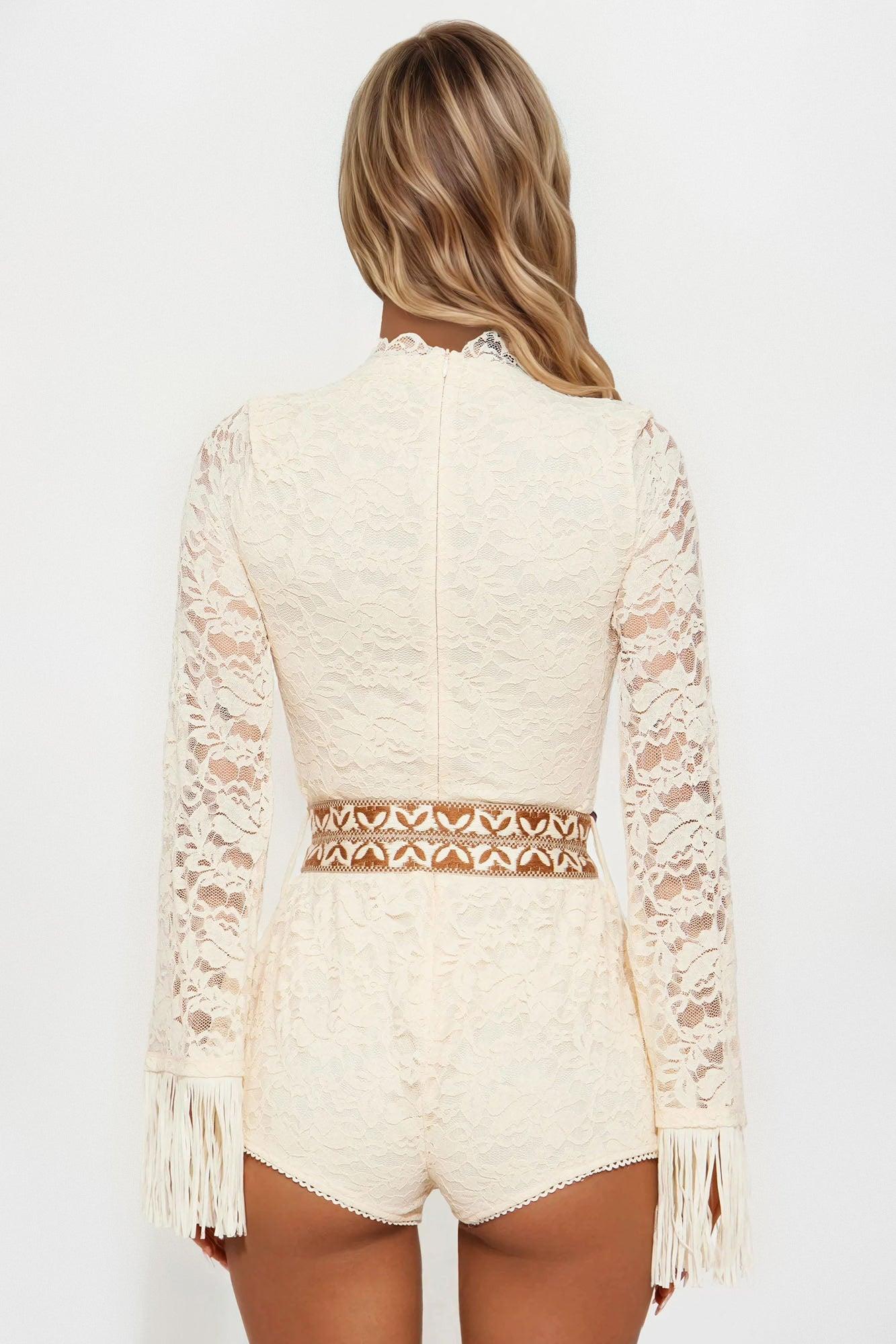 Joelle Lace Romper - Cream Female Product Image