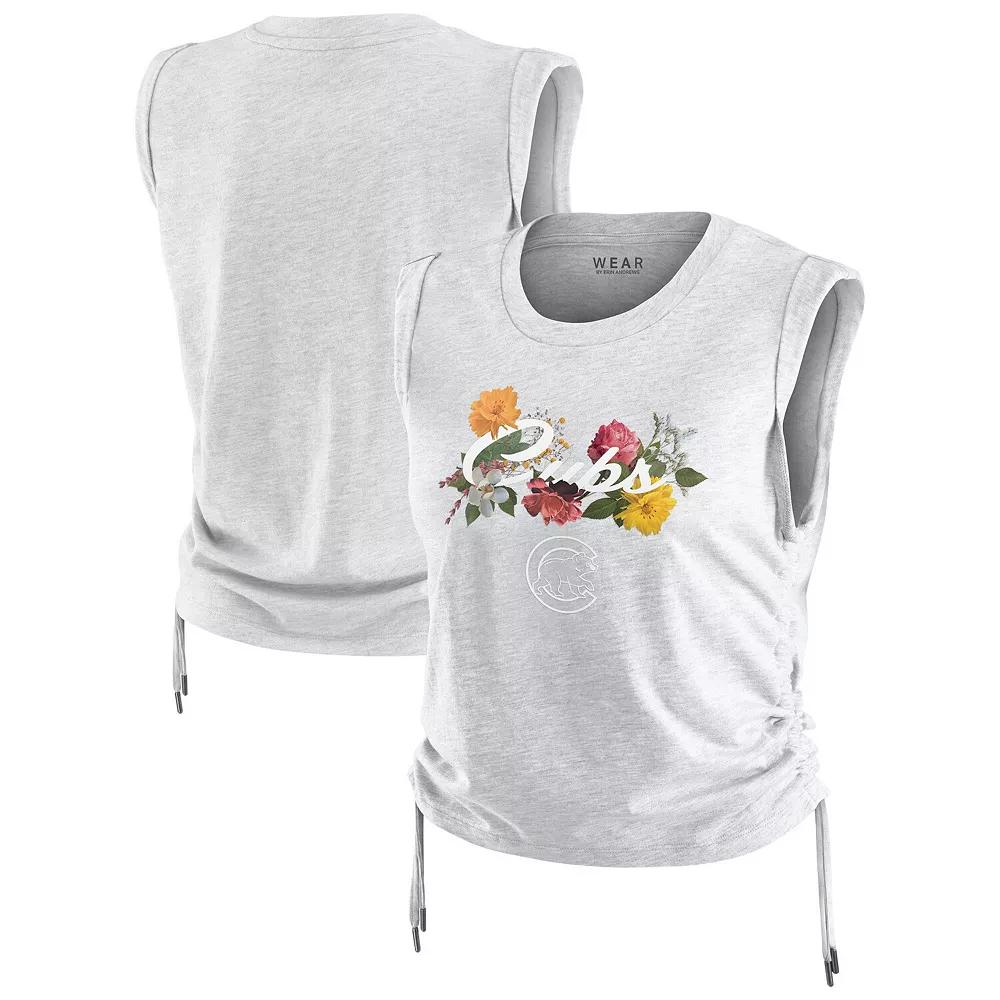 Women's WEAR by Erin Andrews Heather Gray Chicago Cubs Cinched Tank Top,  Product Image