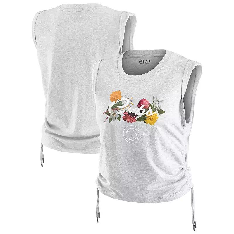 Women's WEAR by Erin Andrews Heather Gray Chicago Cubs Cinched Tank Top,  Product Image
