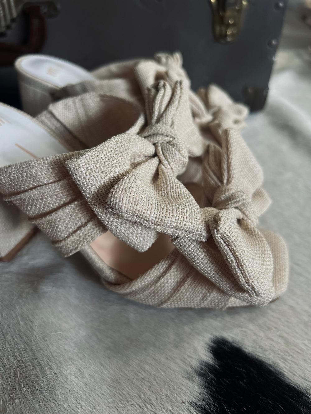 Lucy Beige Double Bow Heels Product Image