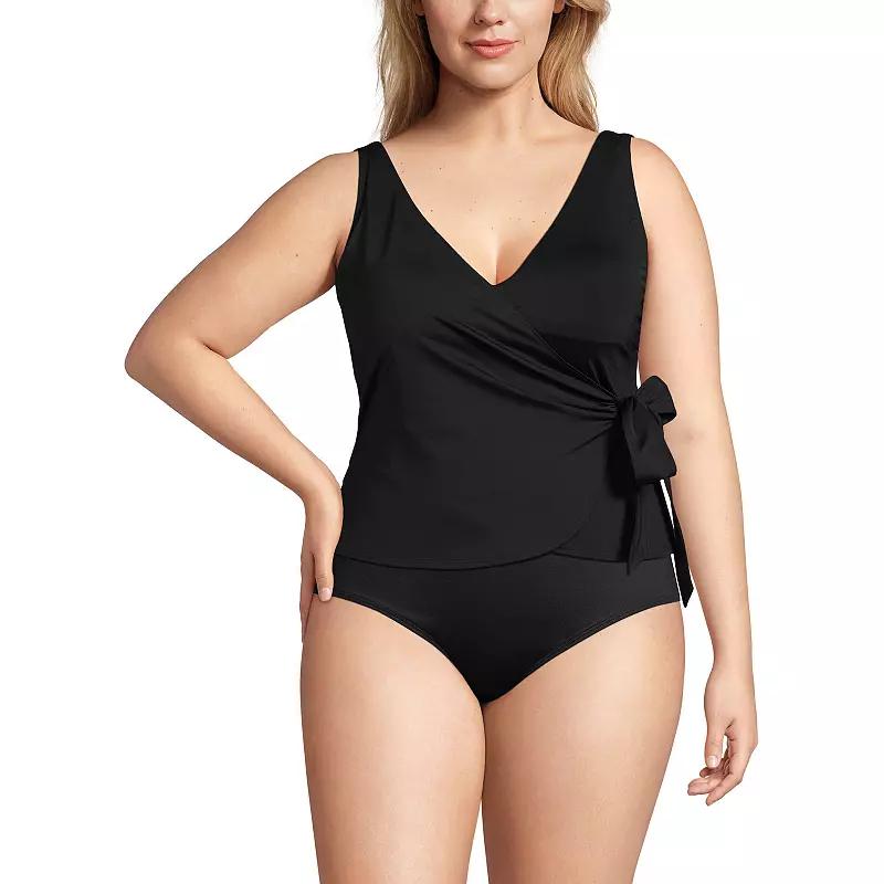 Plus Size Lands' End DD-Cup Side-Tie Tankini Top, Women's, Size: 22W Dd, Black Product Image