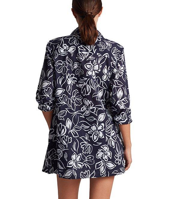 Lauren Ralph Lauren Allora Floral Cotton Voile Button Front Shirt & Pull-On Short Swim Cover-Up Product Image