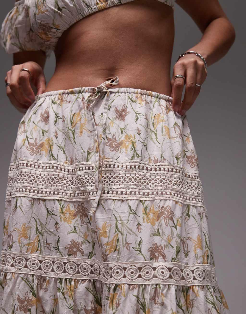 Emory Park floral tiered boho maxi skirt in multi - part of a set Product Image
