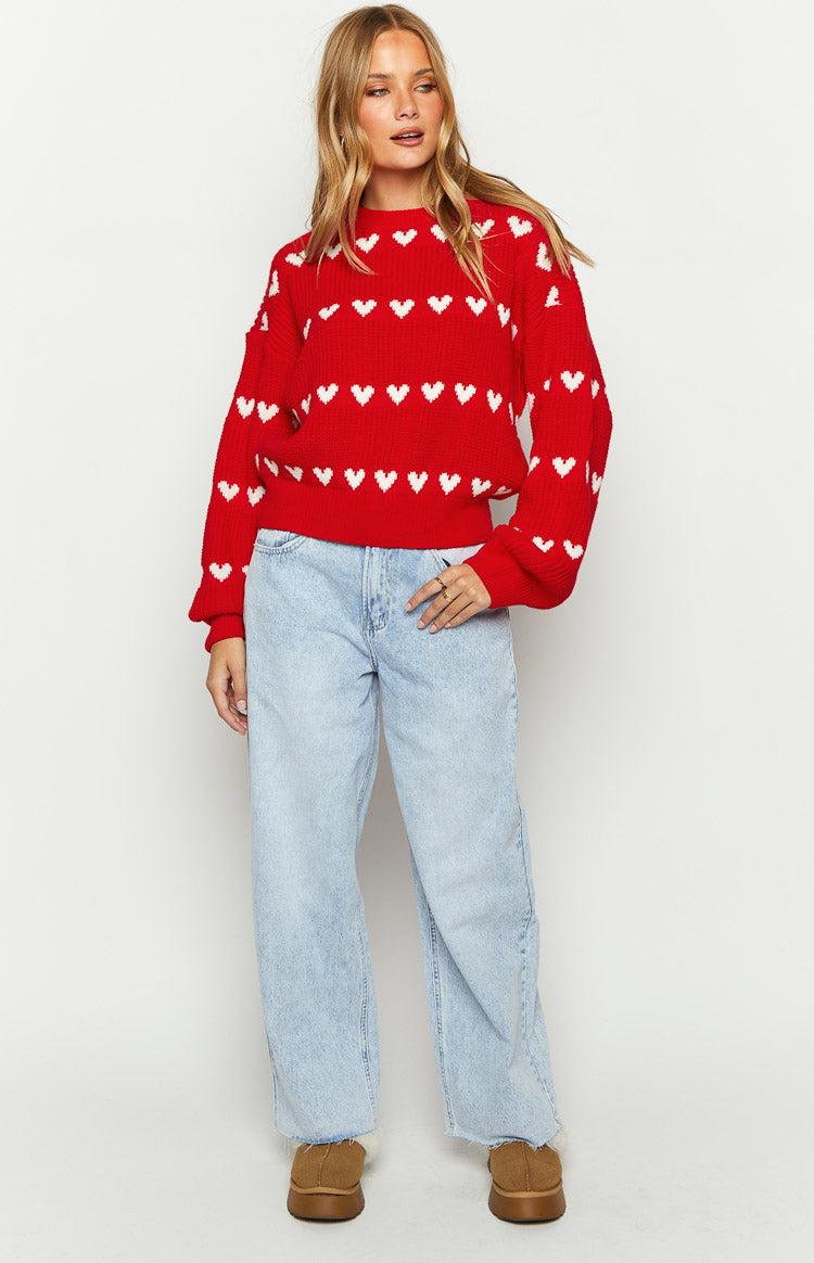 Lovey White Heart Stripe Jumper Product Image