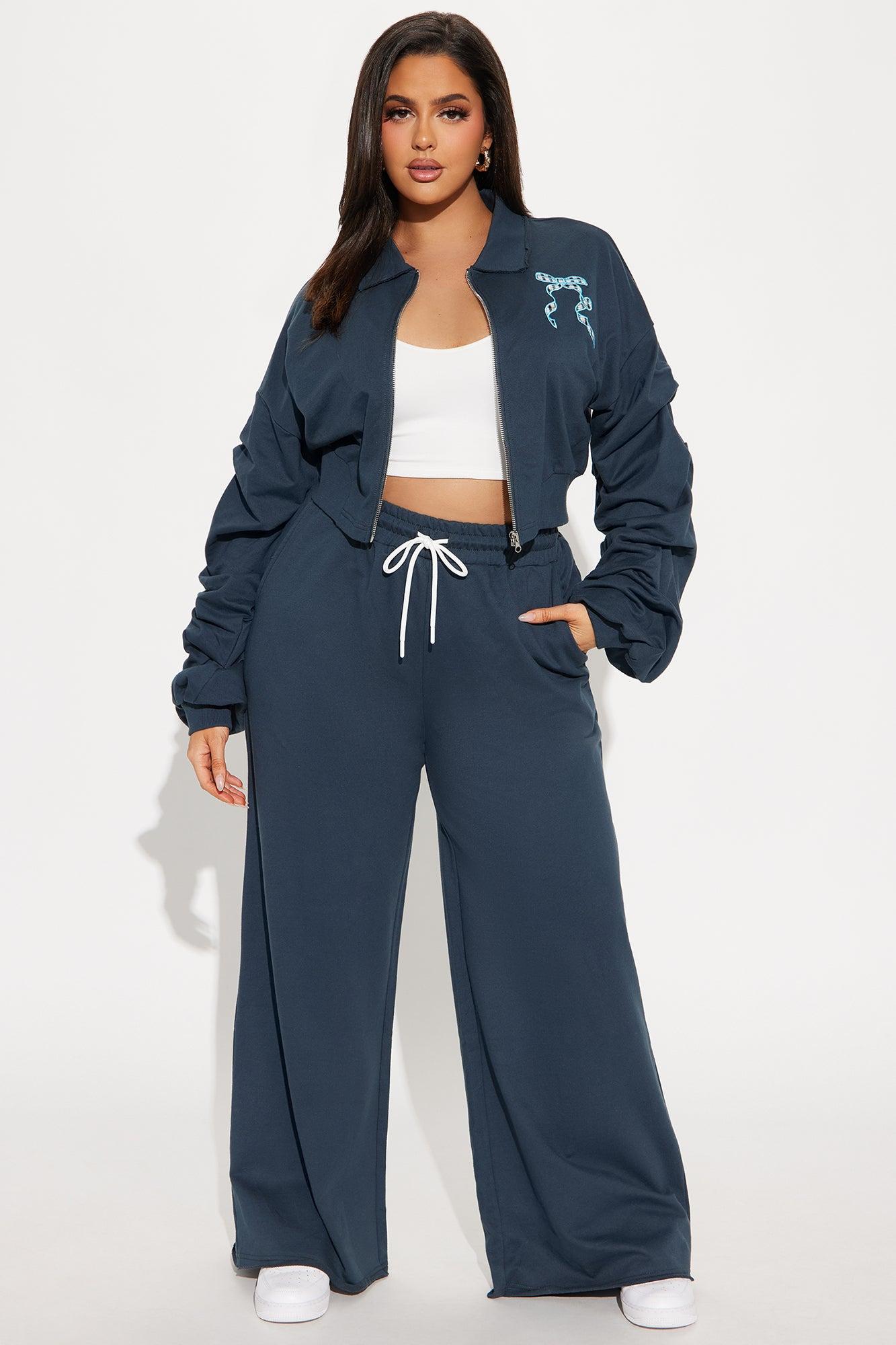 Keep It Preppy Polo Sweatsuit Set - Navy Product Image