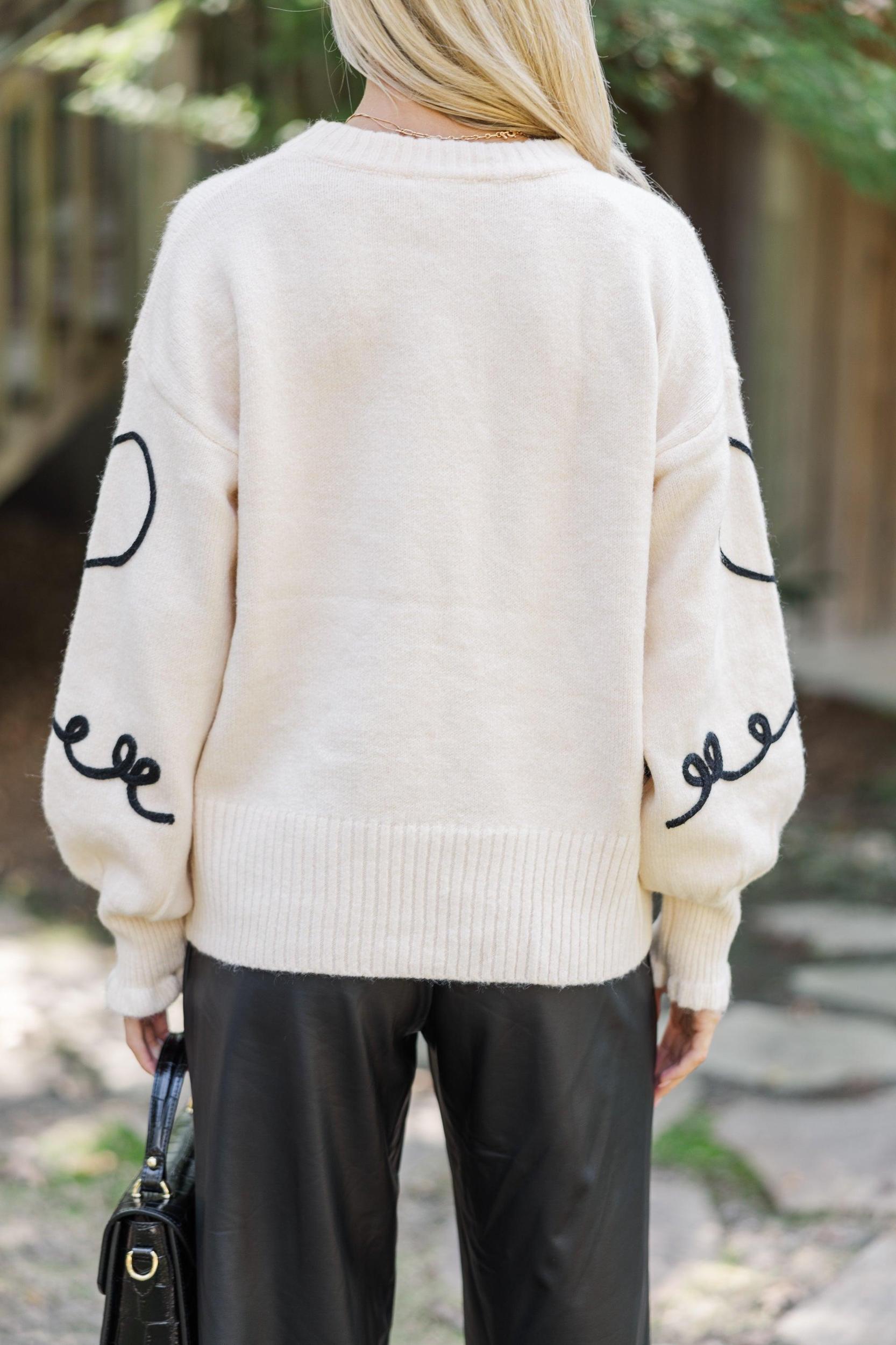 See It Through Ecru White Embroidery Sweater Female Product Image