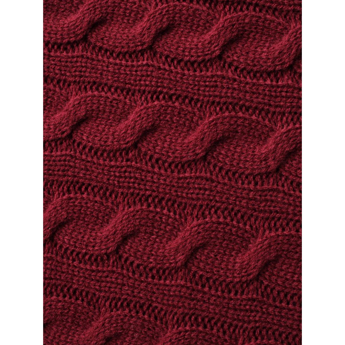 Plus Size Cable Knit Dolman Sleeve Pullover Deepred Women Casual Loose Long Sleeve Boat Neck Everyday Pullovers BloomChic 28/5X Product Image