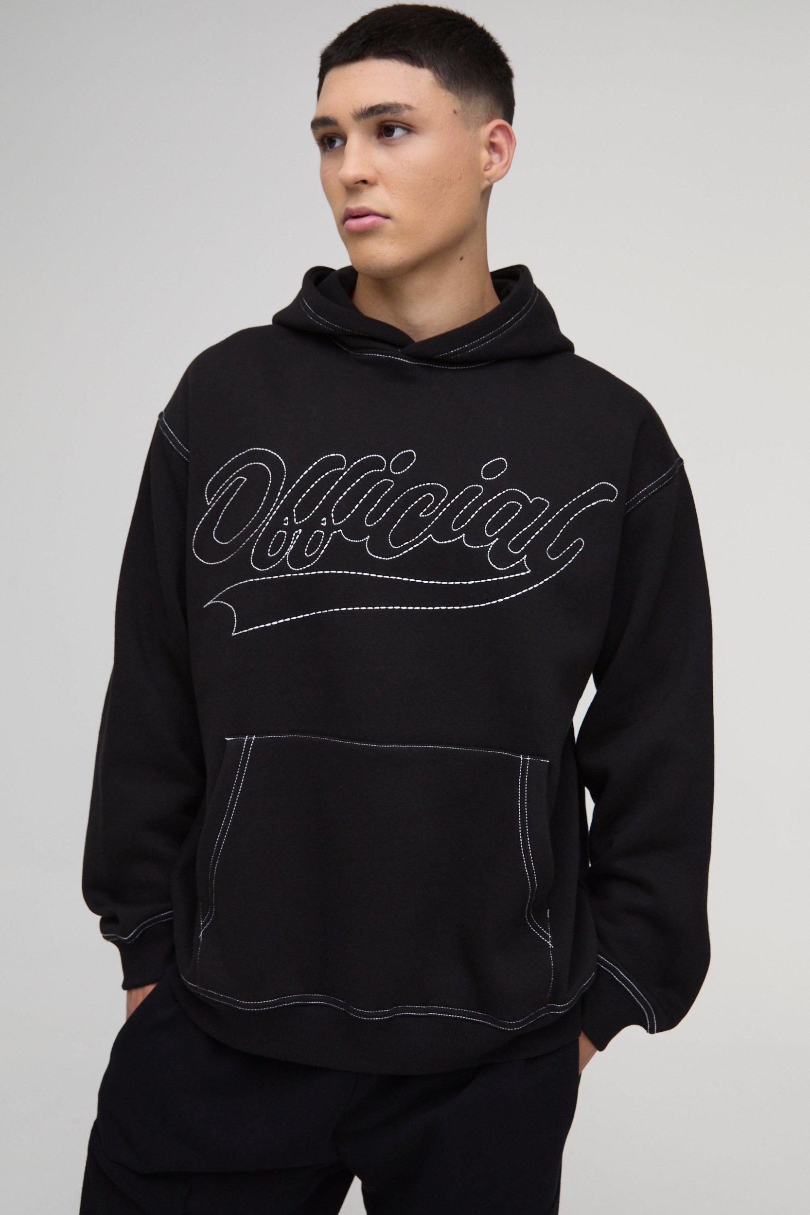 Oversized Boxy Official Contrast Stitch Hoodie | boohooMAN USA Product Image