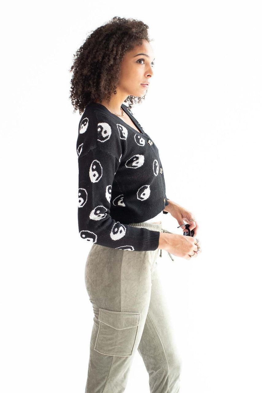 Cropped Yin & Yang Cardigan Product Image