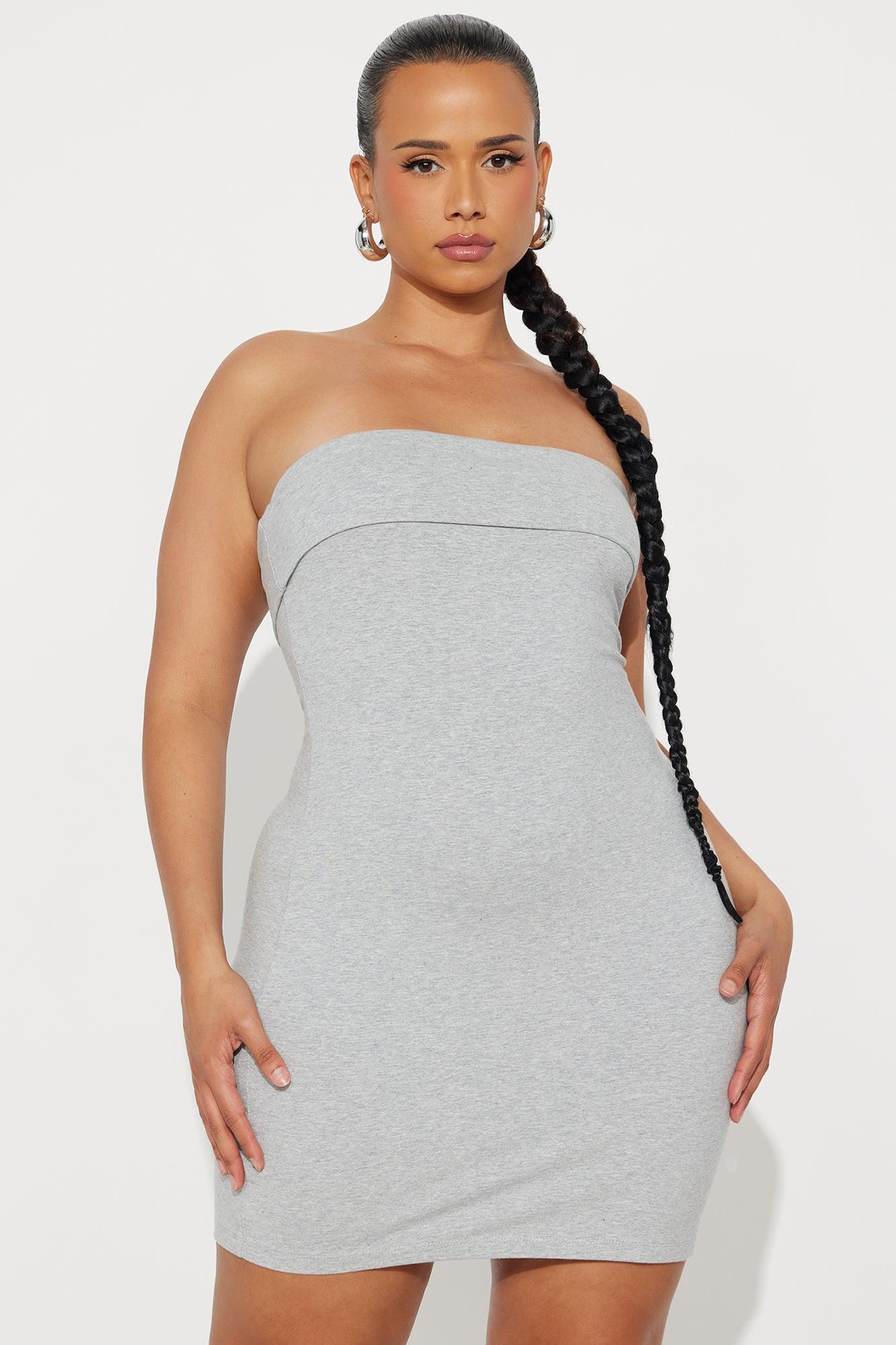 Gracie Strapless Cotton Mini Dress - Heather Grey Female Product Image