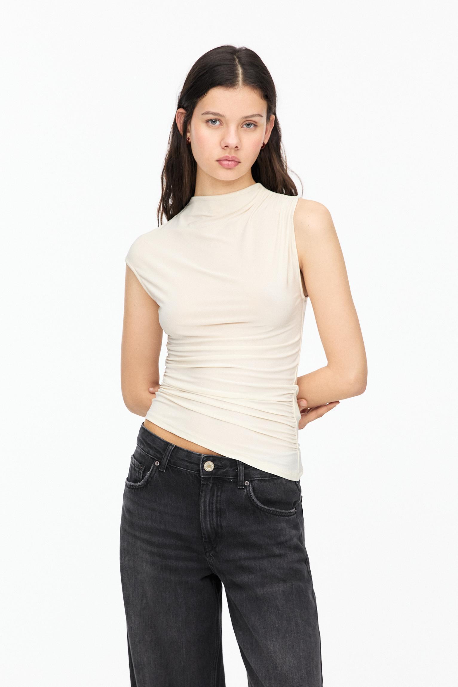 Asymmetric gathered T-shirt Product Image