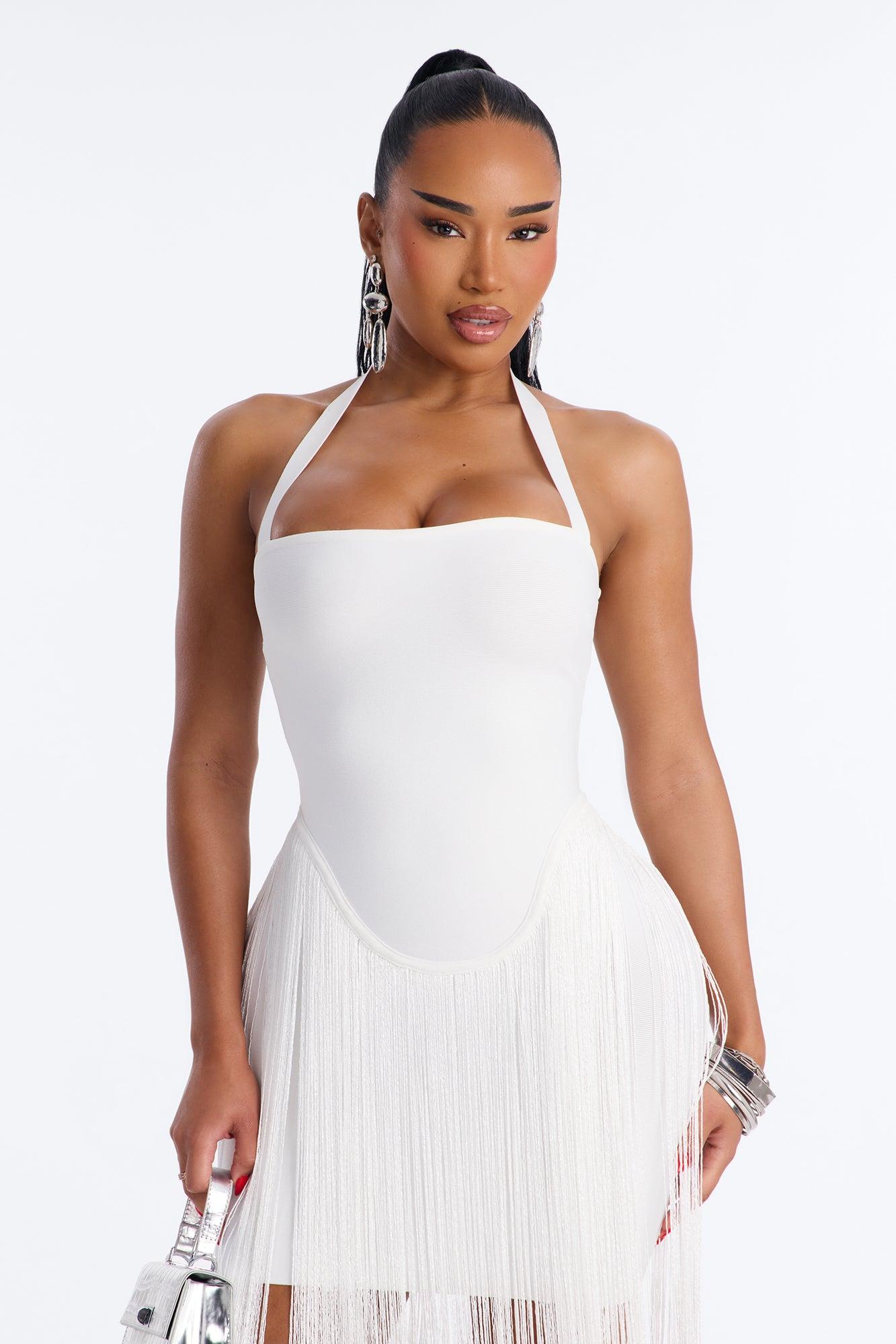 Bossy Tiara Glitter Bandage Maxi Dress - White Female Product Image
