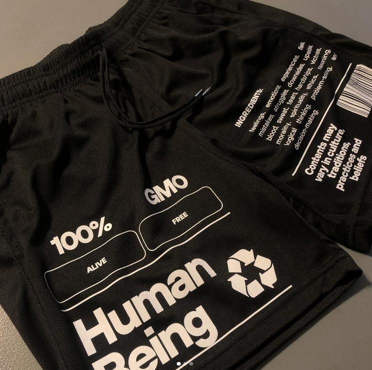 Sopula Vintage Human Bein Daily Graphic Casual Street Mesh Shorts Product Image