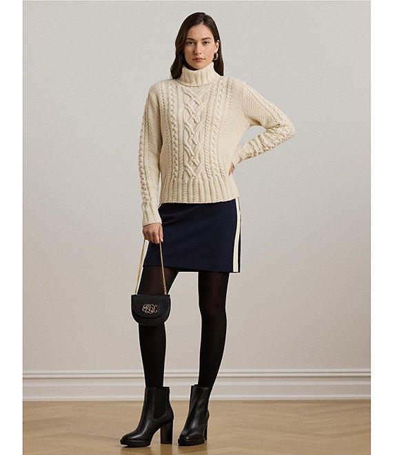 Lauren Ralph Lauren Stretch Knit Two-Tone Color Block Pencil Mini Skirt Product Image