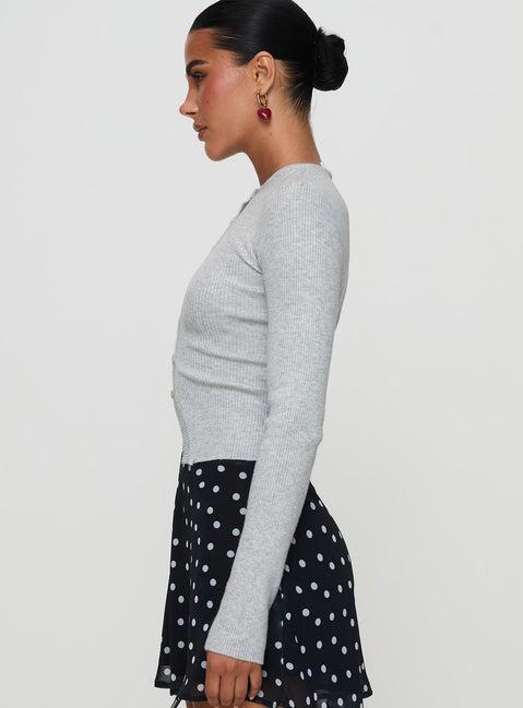 Suzu Long Sleeve Knit Top Grey Product Image