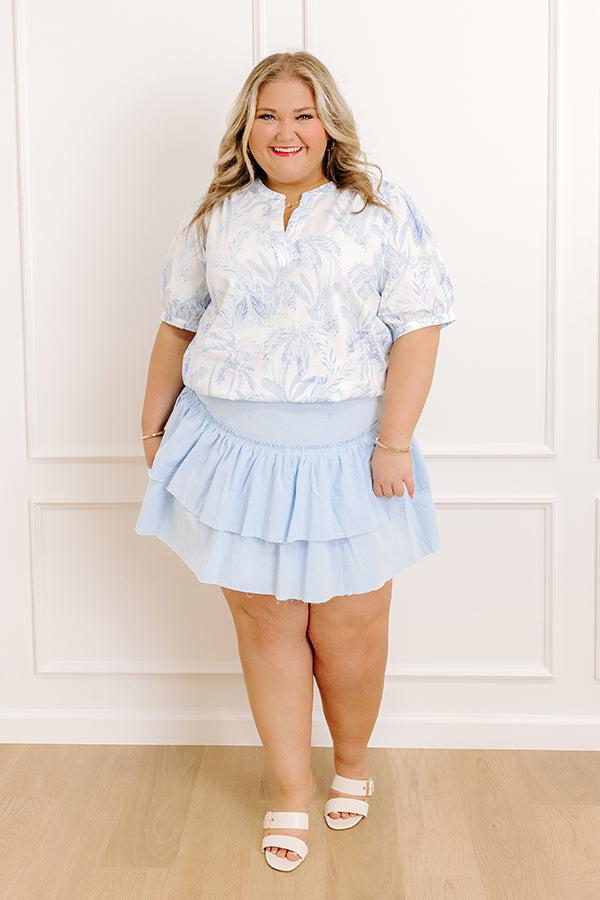 French Riviera Floral Shift Top in Sky Blue Curves Product Image