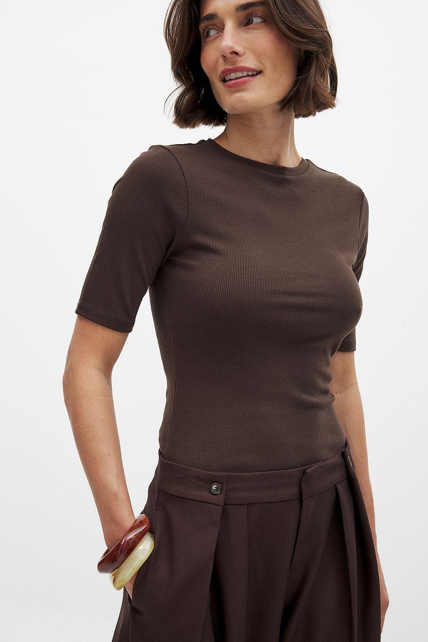 Round Neck Ribbed Top Product Image