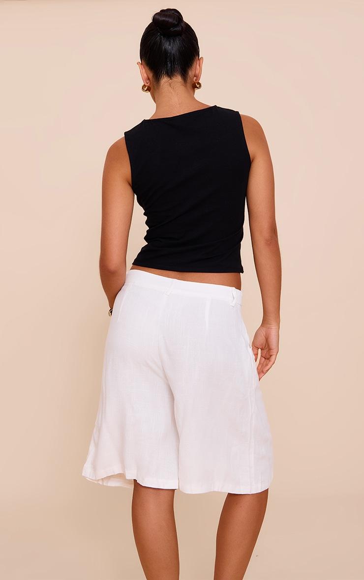 White Linen Tailored Long Shorts Product Image