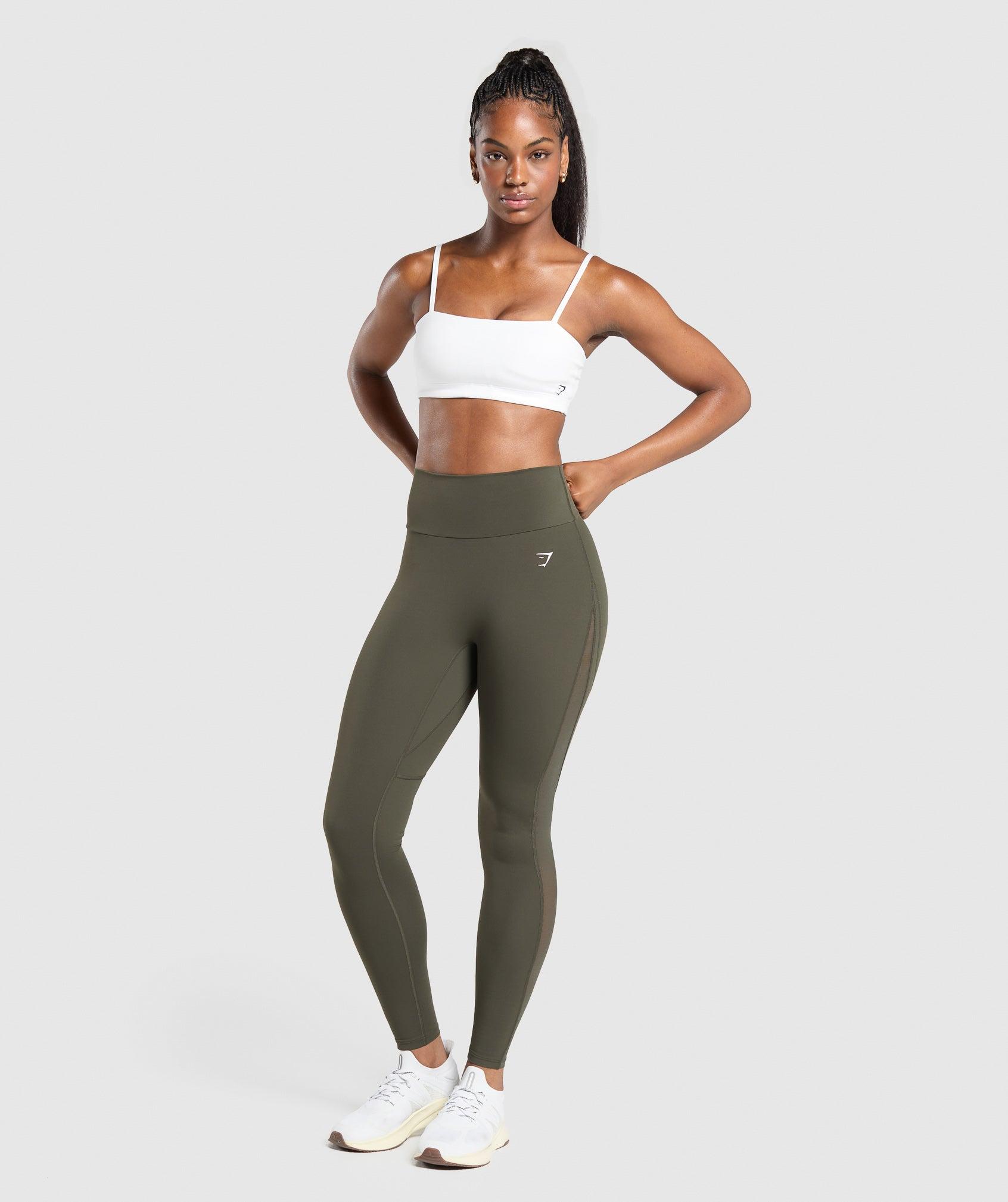 Gymshark Mesh Placement Legging - Weighted Green Female Product Image