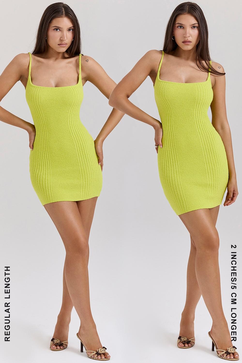 Neri  acid lime textured cotton knit mini dress - sale Product Image